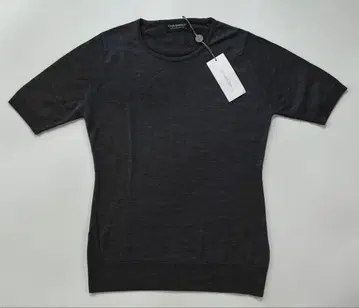 JOHN SMEDLEY 크루넥 반팔 니트 M 다크 그레이 택 포함 새상품