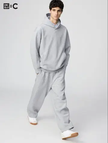 유니클로 맨투맨 와이드 팬츠 그레이 UNIQLO:C 유니클로
