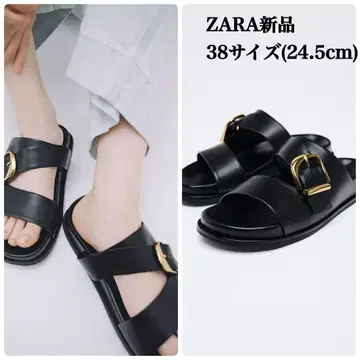 완판템 자라 버클 플랫 샌들 38 사이즈(JP24.5cm)