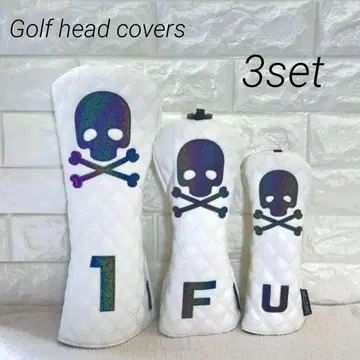 골프 헤드 커버 해골 스컬 무지개 3개 세트 페어웨이 DR FW UT