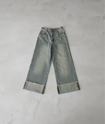 CLEL 빈티지 디자인 롤업 데님 팬츠 베이지