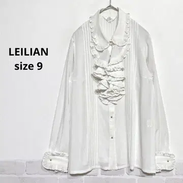 레리안 프릴이 달린 블라우스 긴팔 9호 화이트 빈티지 구제 의류 H974