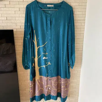 TSUMORI CHISATO 터콰이즈 겉옷 원피스 밤의 숲 동물 프린트