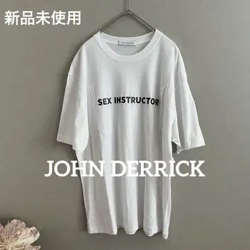 JOHN DERRICK 로고 티셔츠 빅 화이트 브랜드 레어