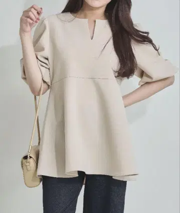 MISCH MASCH 벌룬 슬리브 페플럼 블라우스 프리 사이즈