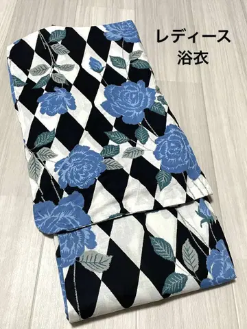 여성용 유카타 단품 장미 스카이블루 성숙/러블리 기무라 실업