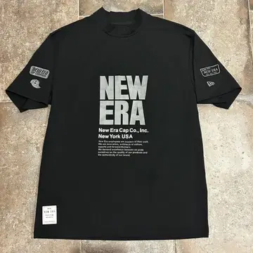 새상품급 뉴에라 골프 모크넥 티셔츠 멀티 로고 블랙 2XL