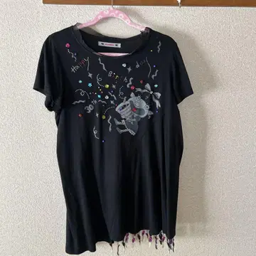 생일 메시지가 적힌 블랙 튜닉 L