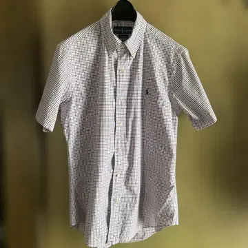 Ralph Lauren 반팔 셔츠 레드(핑크빛)와 파랑과 화이트 체크