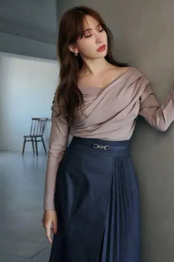 HLT 비대칭 코튼 블렌드 제리 탑
