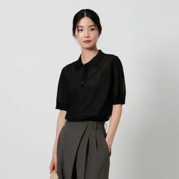 유나이티드 애로우즈 메쉬 폴로 니트 워셔블 블랙