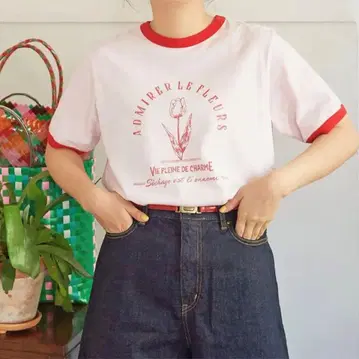 CHILD WOMAN 튤립 프린트 링거 셔츠