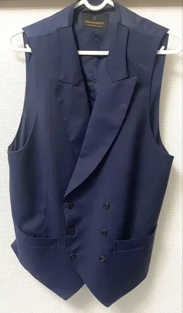AQUOIBONISTE 네이비 더블 브레스트 포멀 베스트