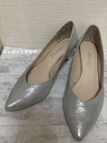 엘레강스 히메코 펌프스 실버 스틸레토 V컷 24.5cm