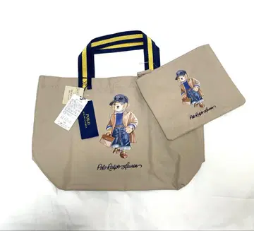 새상품 랄프 로렌 토트백 에코백 파우치 포함 베이지 폴로베어