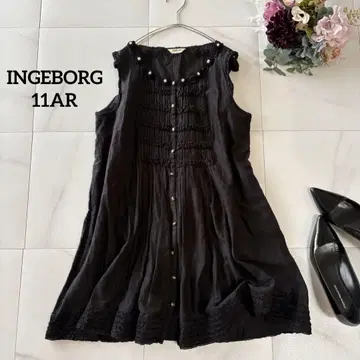 INGEBORG 핀턱 펄 슬리브리스 튜닉 원피스 L 사이즈