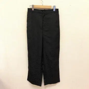 안티카 다마스크 무늬 직조 무늬 스트레이트 팬츠 백 밴딩 이지 팬츠 블랙