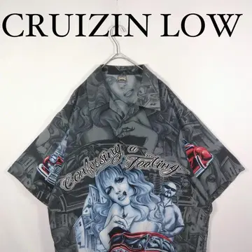 CRUIZIN LOW 오픈 카라 그래픽 반팔 셔츠 XL