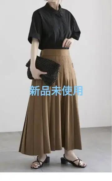 테치치 브라운 롱 플리츠 스커트 프리 사이즈