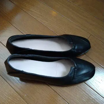 블랙 플랫 슈즈 로우 힐