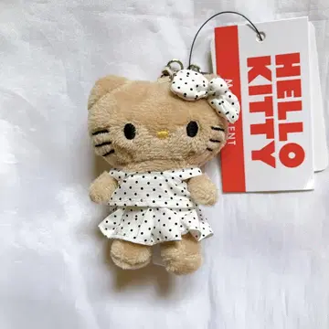 me %롤리즈팜 일광화상 키티 봉제 인형 키링 도트 화이트