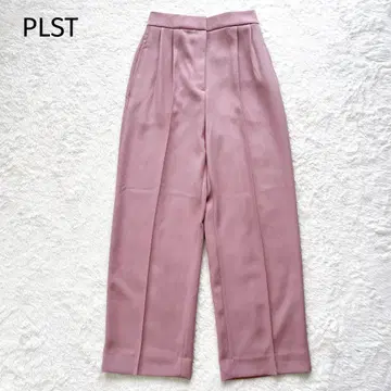 택 포함 새상품 PLST 턱 와이드 팬츠 M 핑크 트윌 턱 세탁 가능