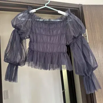 SNIDEL 프릴 긴팔 블라우스 다크 네이비