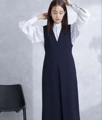 나노 유니버스 데일리 펑션 V 넥 턱 원피스 네이비 S