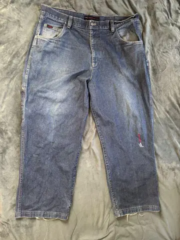 구하기 어려운 FUBU 후부 데님 페인터 하프 팬츠 자수