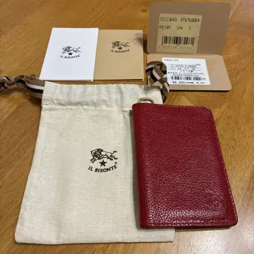 IL BISONTE 가죽 패스 케이스 일비종떼 빨간색 레드