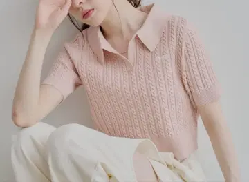 새상품 chico 케이블 폴로 반팔 니트 치코 케이블 폴로 니트