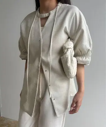 스트링 핑 슬리브 개더 자켓 탑 lawgy 라우지