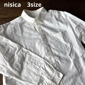 ohh! nisica 화이트 버튼 다운 셔츠 긴팔