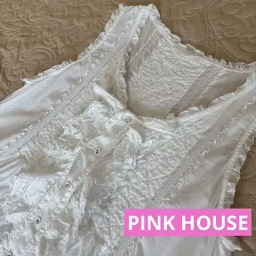 PINK HOUSE 화이트 에이프런 드레스 새상품급! 앞 버튼 전개 타입