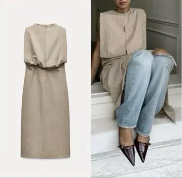 자라 플리츠 미디 길이 원피스 ZW COLLECTION S