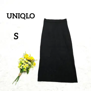 유니클로 리브 니트 롱 타이트 스커트 S 블랙 스트레치 안감 없음