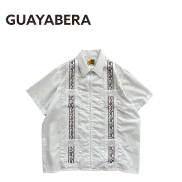 GUAYABERA 80s~ 반팔 쿠바 셔츠 배색 스티치 집업