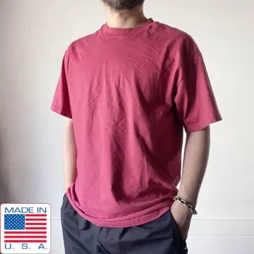 컨디션 최상 USA제 90s Hanes 블랭크 티셔츠 핑크 계열 L