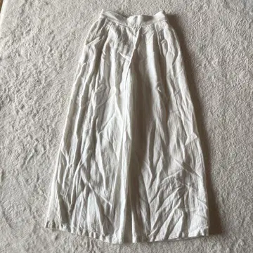 안티카 면 린넨 크로스 턱 와이드 팬츠 화이트