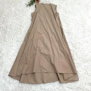 엘프 랭크 브로드 롱 베이지 슬리브리스 A 라인 넉넉한 F