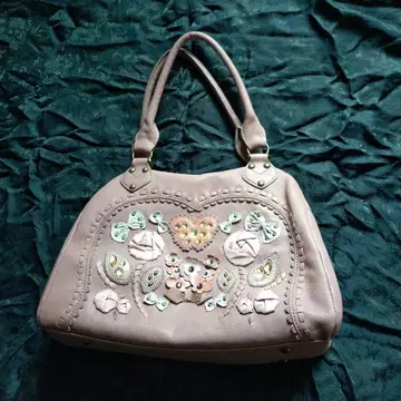 자수 핑크 핸드백