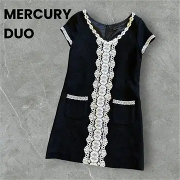 MERCURY DUO 트위드 원피스 파티 원피스 자수 트위드