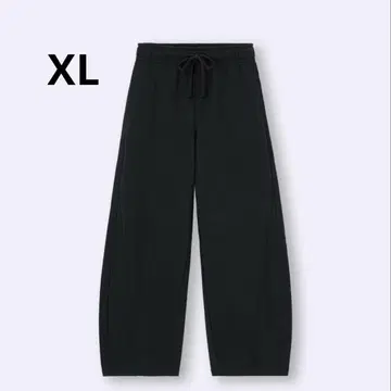 미사용 GU 맨투맨 배럴 레그 팬츠 블랙 XL