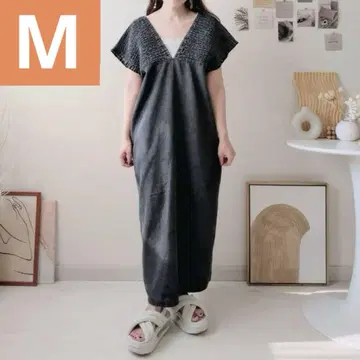 시마무라 데님 셔링 원피스 블랙 M 사이즈