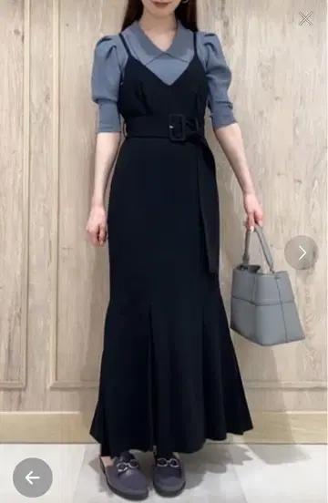 snidel 허리 벨트 머메이드 원피스 블랙