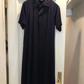 요지야마모토 와이즈 네이비 셔츠 원피스 반팔 포켓 부착