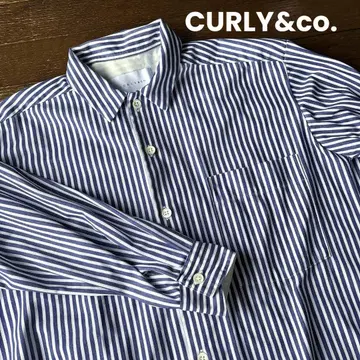 CURLY 스트라이프 셔츠 긴팔 네이비