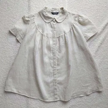 저널 스탠다드 린넨 셔츠 둥근 카라 프렌치 슬리브