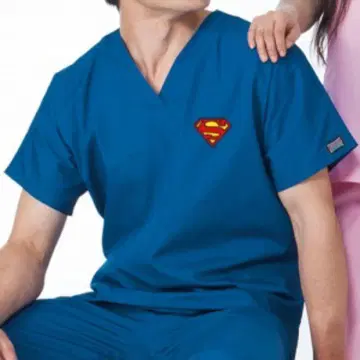 첼로키 슈퍼맨 자수 스크럽 캐릭터 간호사복 의료