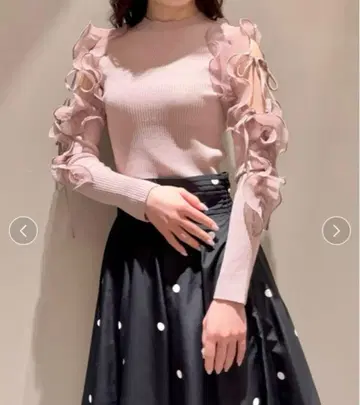 SNIDEL 스나이델 프릴 슬리브 니트 풀오버 PBEG